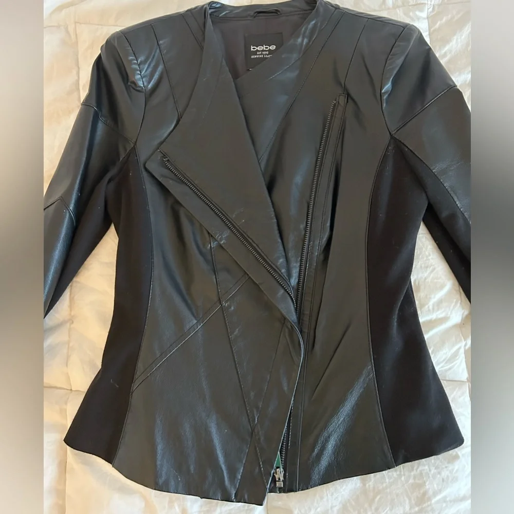 Bebe Leather Motorcycle Jacket Women’s Size Small - Picture 8 of 11